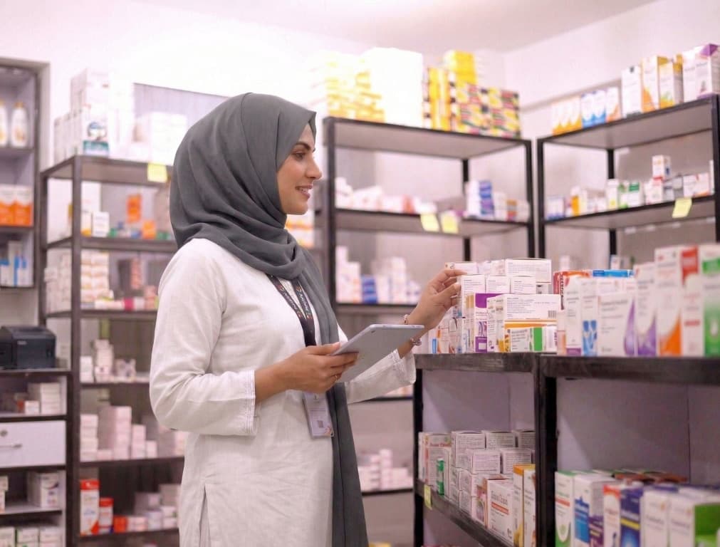 Pharmacist working in a warehouse