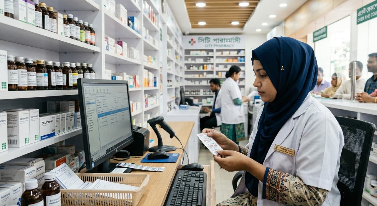 Pharmacy interior in Dhaka